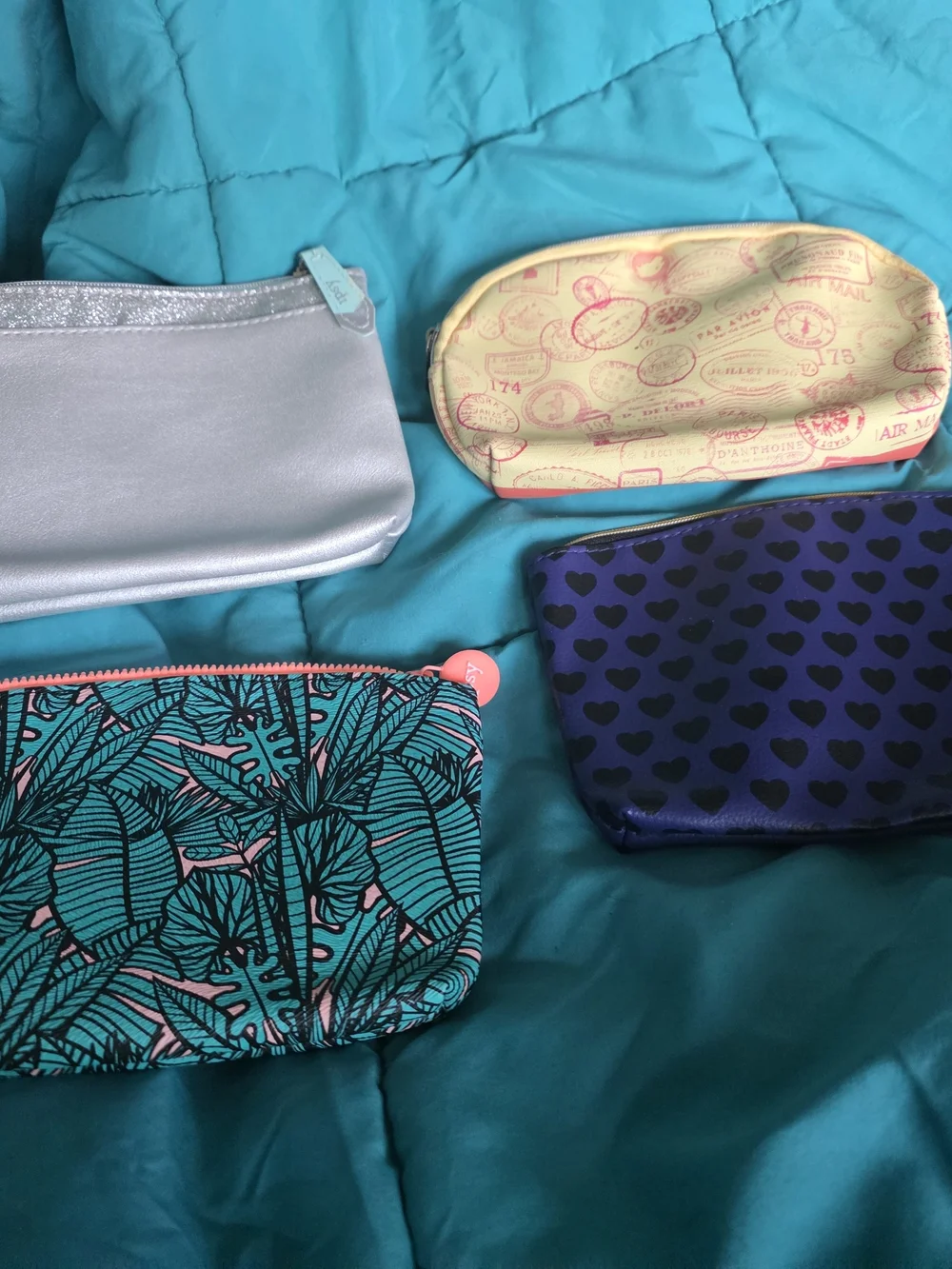 ipsy Multi-Pack Cosmetic Pouches - Teal, Pink Ombre, Maroon, Floral